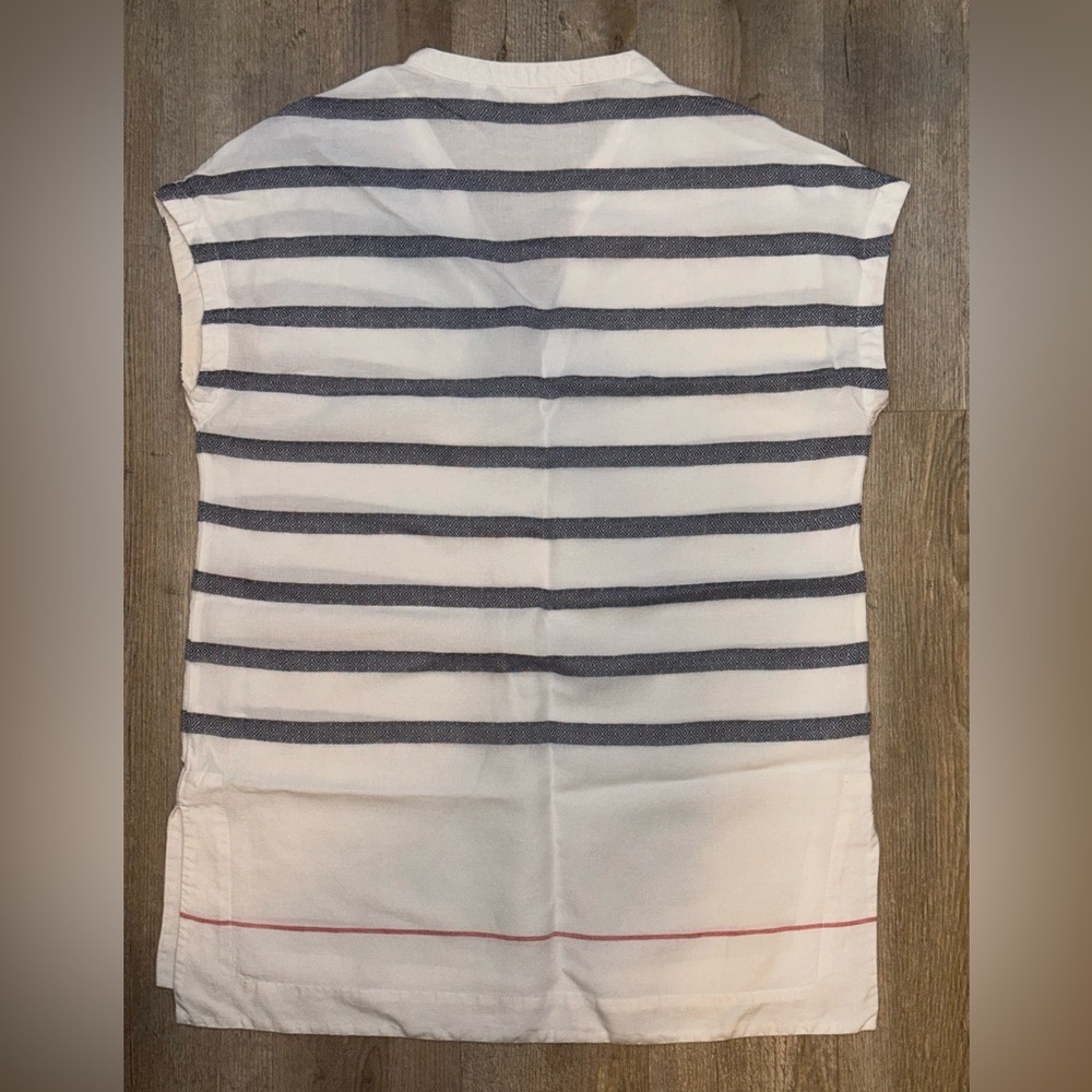 Athleta Women's Blue & White Stripe Linen Swim Cover Up, Size XS - Picture 4 of 10